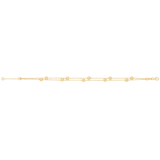 9ct Gold 7.2inch 2 Strand Beaded Bracelet