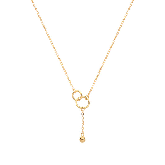 9ct Gold Double Hoop With Drop Chain Necklet